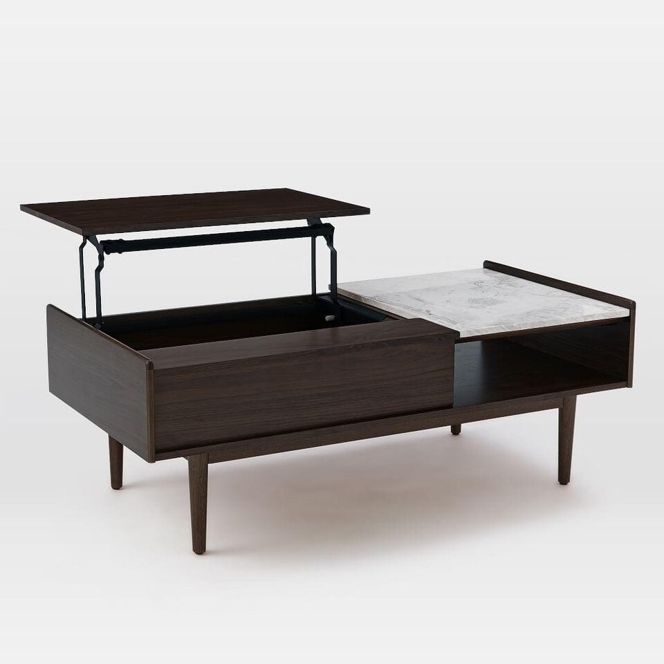 Mid-Century Pop-Up Storage Coffee Table - Dark Mineral | west elm Australia